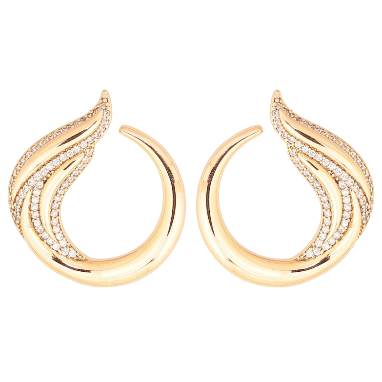 Серьги Xuping Позолота 18K пусеты Изящные круги с кристаллами фото №2