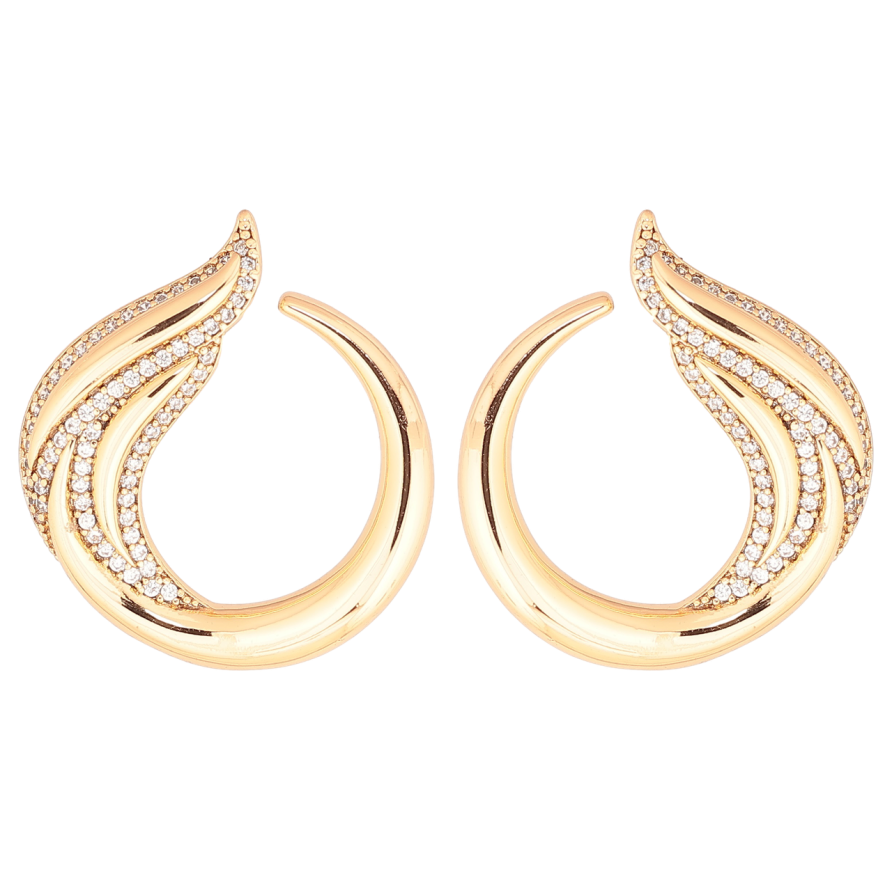 Сережки Xuping Позолота 18K пусети «Витончені кола з кристалами» фото №1