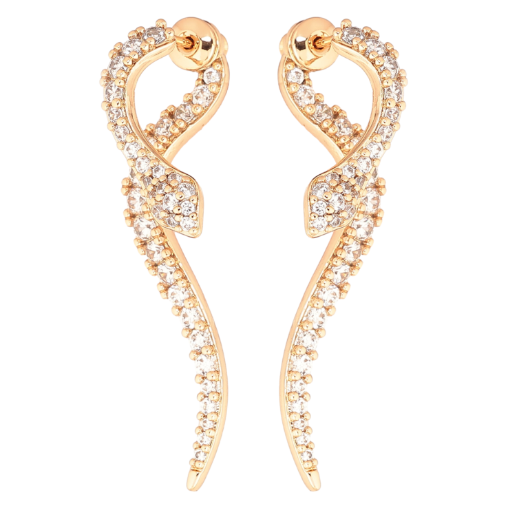 Серьги Xuping Позолота 18K пусеты-джекеты Змеи с инкрустацией кристаллами фото №22