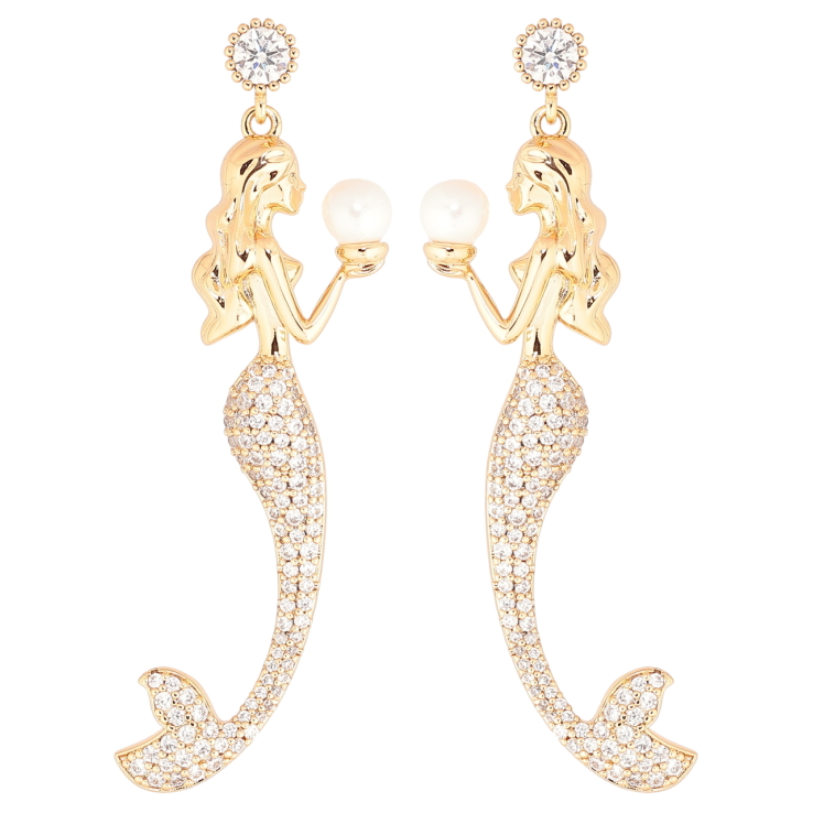 Серьги Xuping Позолота 18K пусеты Русалки фото №6