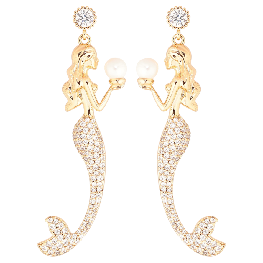 Серьги Xuping Позолота 18K пусеты Русалки фото №1