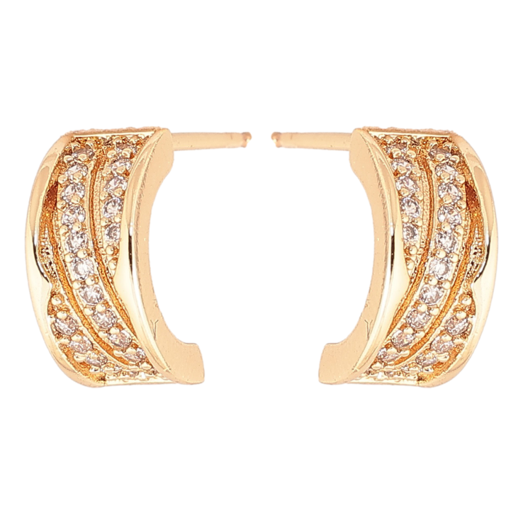 Сережки Xuping Позолота 18K пусети «Візерунок з кришталевими доріжками фото №2