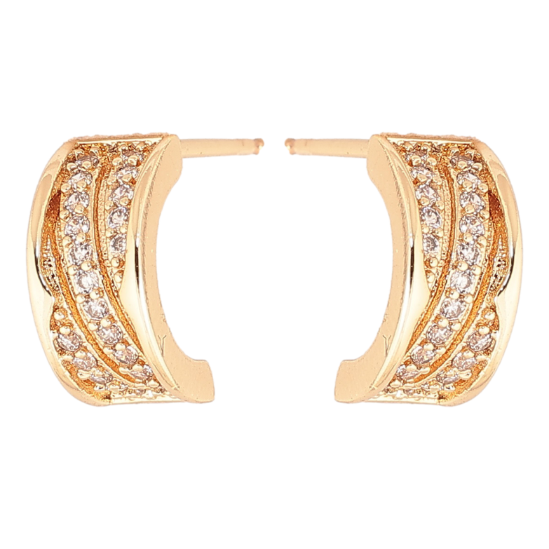 Сережки Xuping Позолота 18K пусети «Візерунок з кришталевими доріжками фото №1