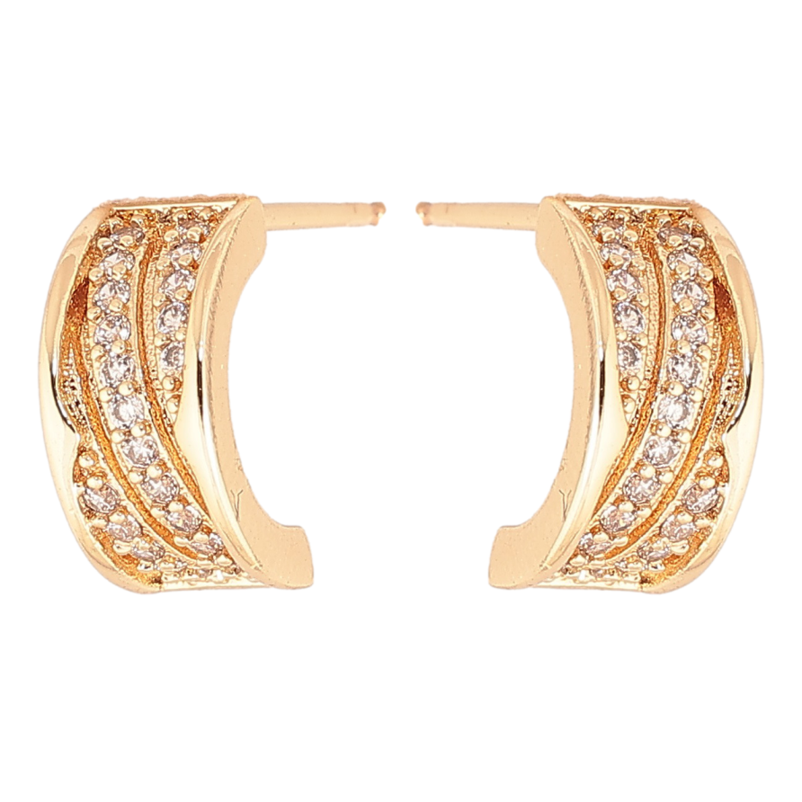 Сережки Xuping Позолота 18K пусети «Візерунок з кришталевими доріжками фото №1