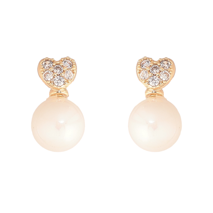 Сережки Xuping Позолота 18K пусети «Сердечка з перлинами фото №21