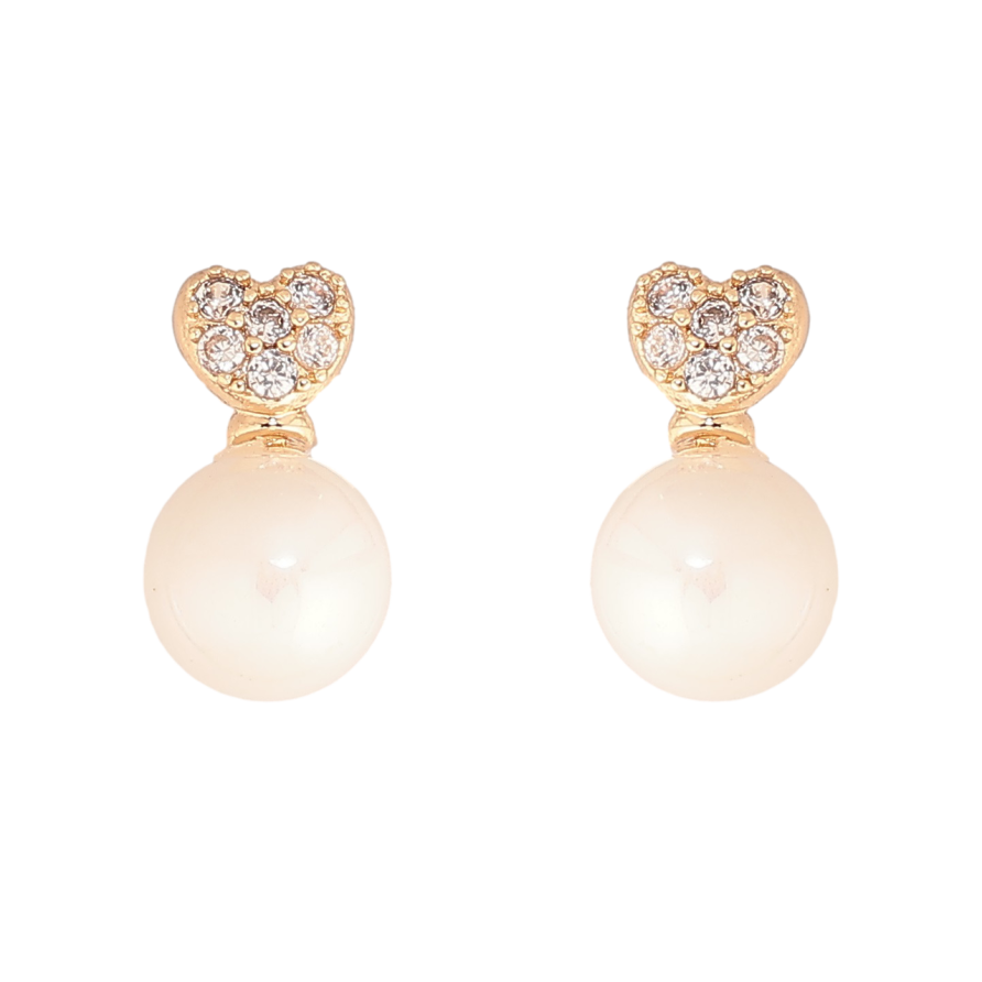 Сережки Xuping Позолота 18K пусети «Сердечка з перлинами фото №1 Сережки Xuping Позолота 18K пусети «Сердечка з перлинами фото №1