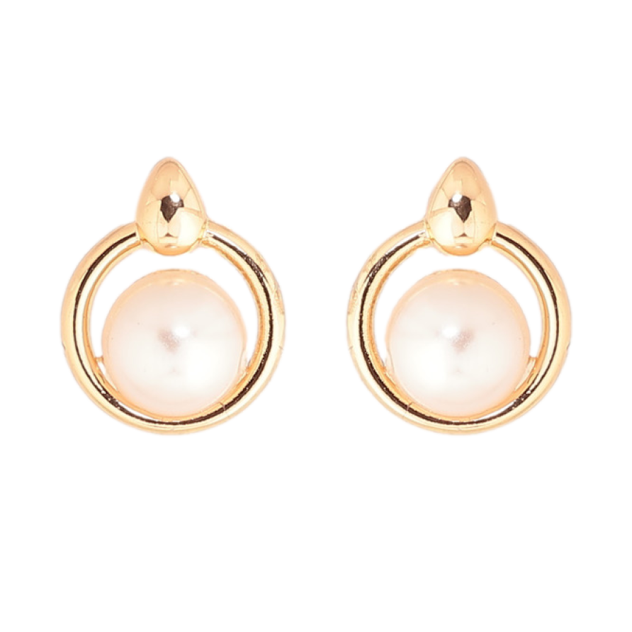 Серьги Xuping Позолота 18K пусеты Жемчужины в колечках фото №1