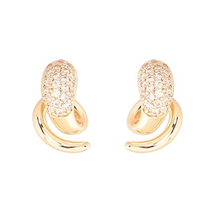 Сережки Xuping Позолота 18K пусети «Візерунок з кристалами фото №5