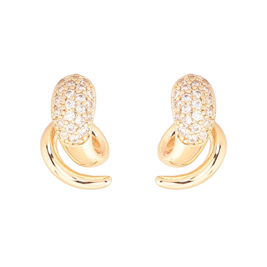 Сережки Xuping Позолота 18K пусети «Візерунок з кристалами фото №1 Сережки Xuping Позолота 18K пусети «Візерунок з кристалами фото №1