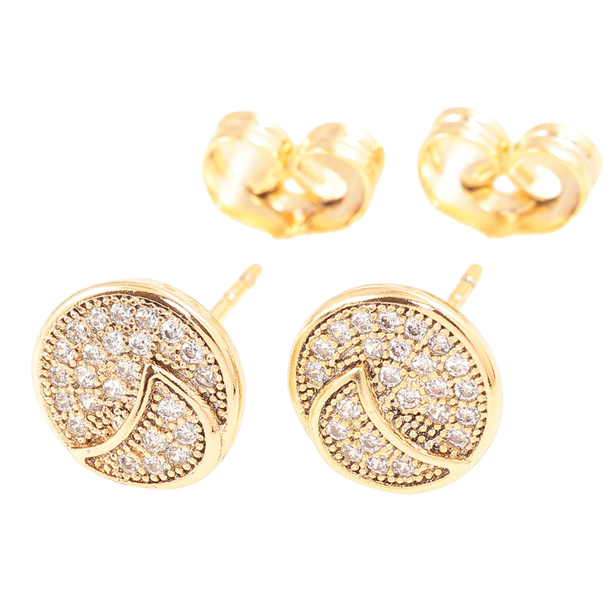 Сережки Xuping Позолота 18K пусети «Візерунок з кристалами ø 9мм фото №1