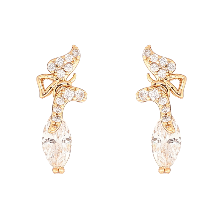Серьги Xuping Позолота 18K пусеты Бабочки с кристаллами фото №1