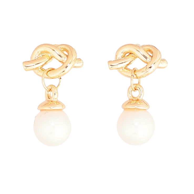 Серьги Xuping Позолота 18K пусеты Узел с жемчужиной фото №10