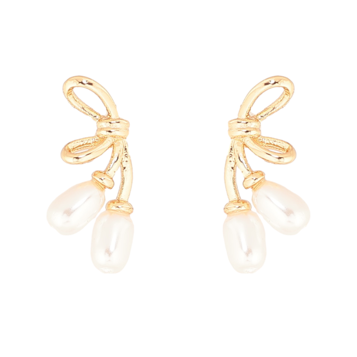 Серьги Xuping Позолота 18K пусеты Банты с жемчужинами фото №24