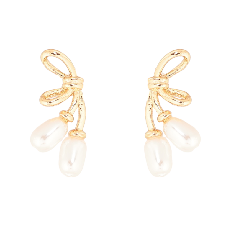 Серьги Xuping Позолота 18K пусеты Банты с жемчужинами фото №1