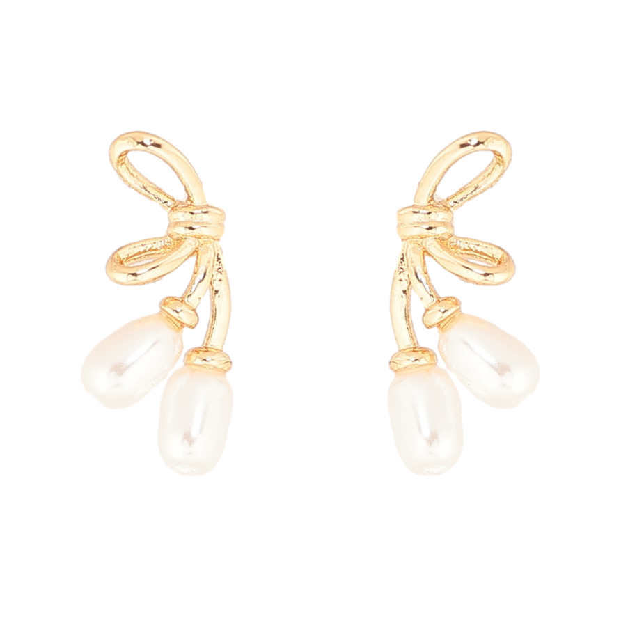 Серьги Xuping Позолота 18K пусеты Банты с жемчужинами фото №1