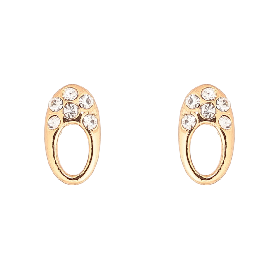 Сережки Xuping Позолота 18K пусети «Овали з кристалами фото №1