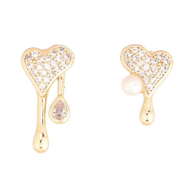 Сережки Xuping Позолота 18K пусети «Асиметричні сердечка фото №1 Сережки Xuping Позолота 18K пусети «Асиметричні сердечка фото №1