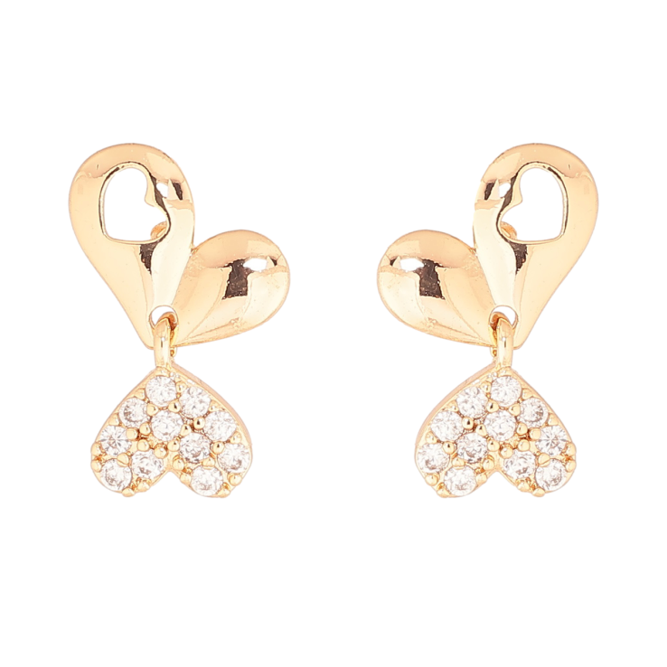 Серьги Xuping Позолота 18K пусеты Сердечки фото №4