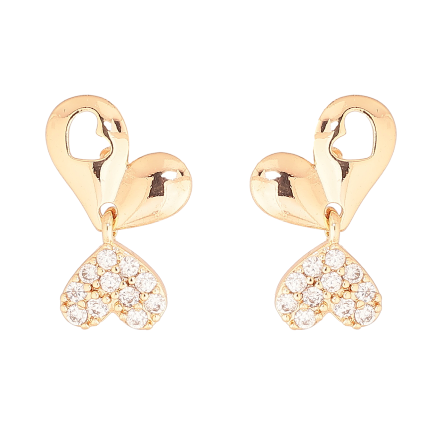 Серьги Xuping Позолота 18K пусеты Сердечки фото №1