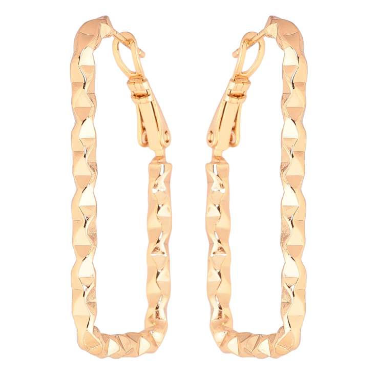 Сережки Xuping Позолота 18K італійський замок «Прямокутники з візерунком фото №12 Сережки Xuping Позолота 18K італійський замок «Прямокутники з візерунком фото №12