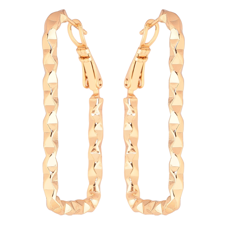 Сережки Xuping Позолота 18K італійський замок «Прямокутники з візерунком фото №1