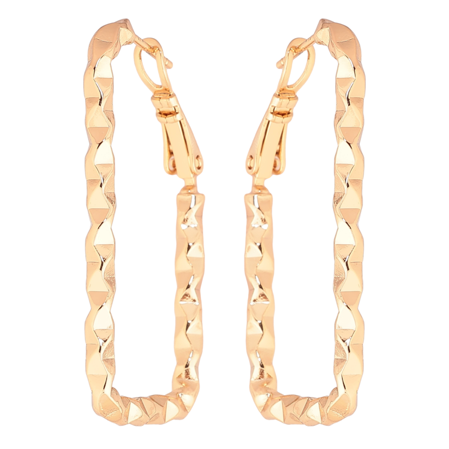 Сережки Xuping Позолота 18K італійський замок «Прямокутники з візерунком фото №1