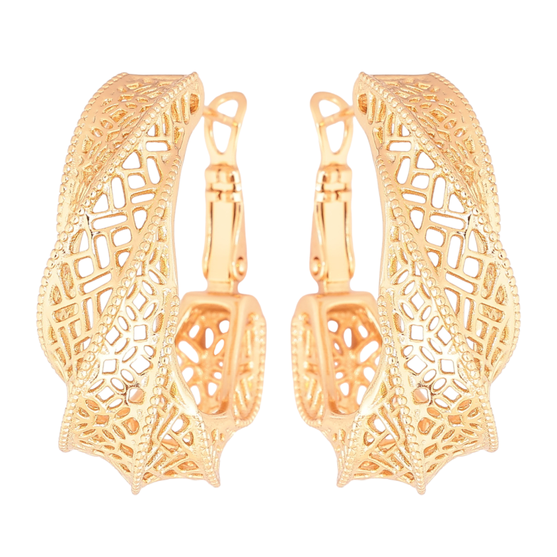 Сережки Xuping Позолота 18K італійський замок «Різьблений візерунок фото №1