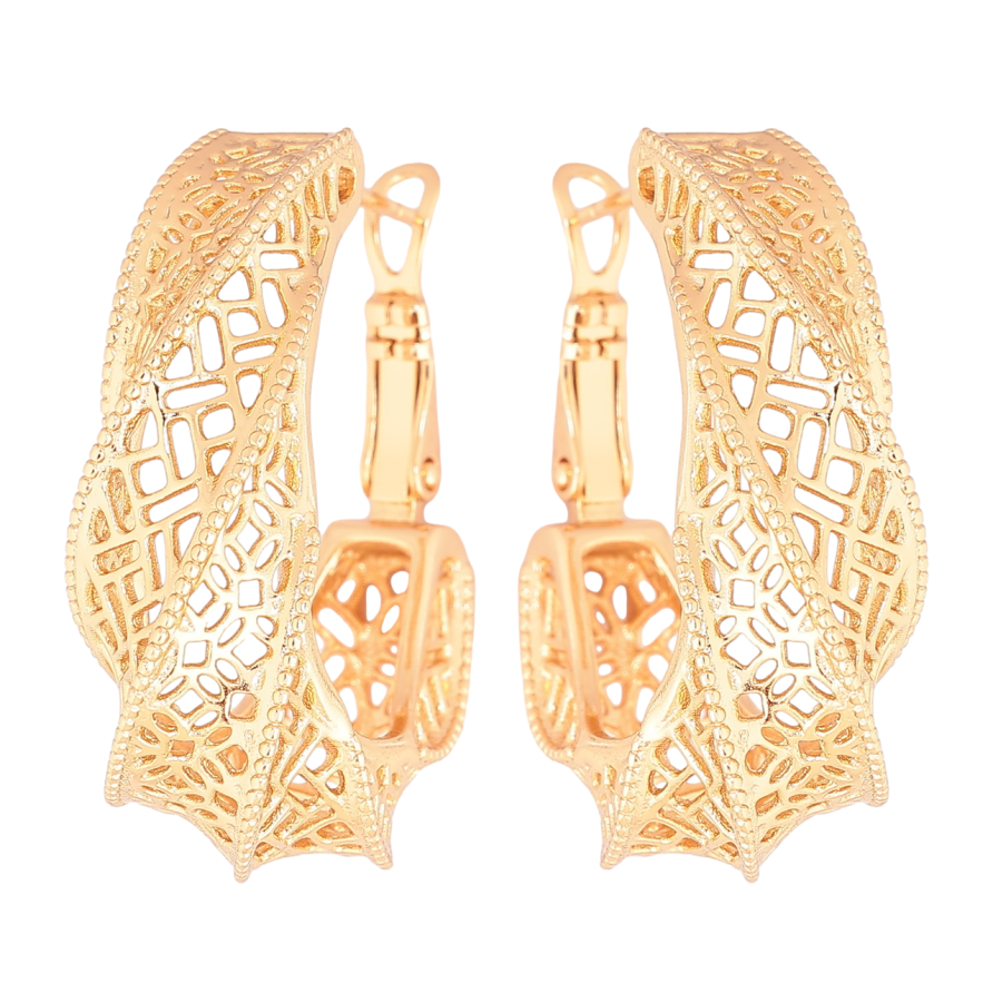 Сережки Xuping Позолота 18K італійський замок «Різьблений візерунок фото №1