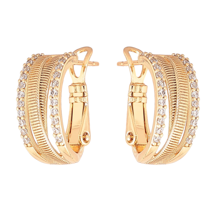 Сережки Xuping Позолота 18K італійський замок Декоративний візерунок із кришталевими доріжками фото №22 Сережки Xuping Позолота 18K італійський замок Декоративний візерунок із кришталевими доріжками фото №22