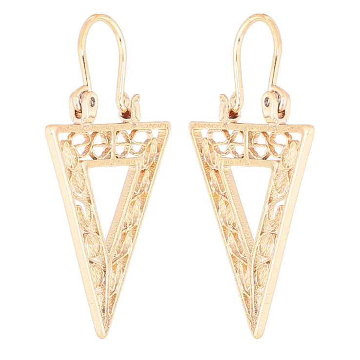 Сережки Xuping Позолота 18K замок-скоба «Трикутники з різьбленим візерунком фото №19