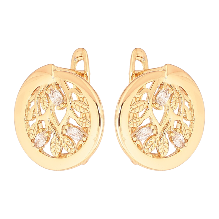 Серьги Xuping Позолота 18K английский замок Колечки с растительным узором фото №20