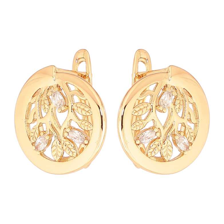 Серьги Xuping Позолота 18K английский замок Колечки с растительным узором фото №1