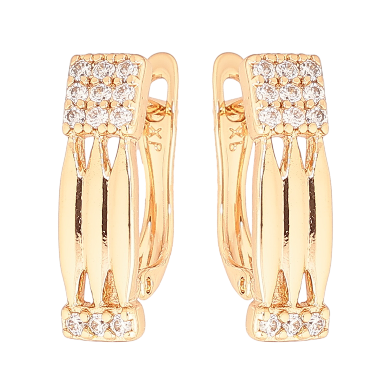 Сережки Xuping Позолота 18K англійський замок Візерунок з кристалами фото №3