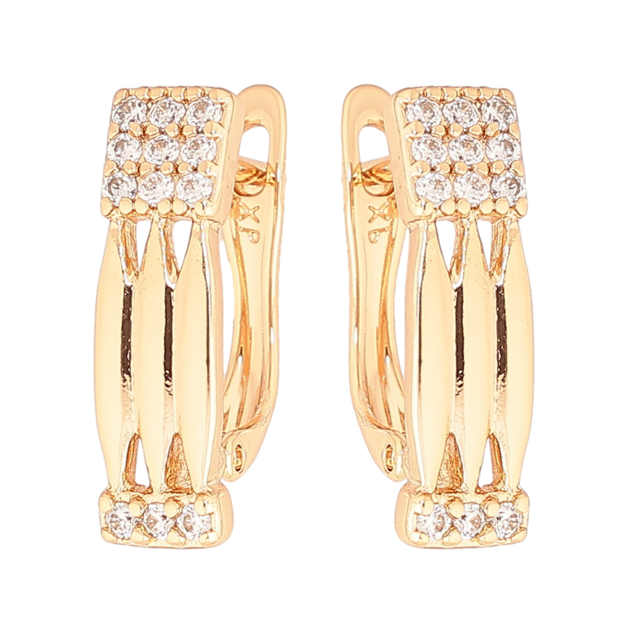 Серьги Xuping Позолота 18K английский замок Узор с кристаллами фото №1