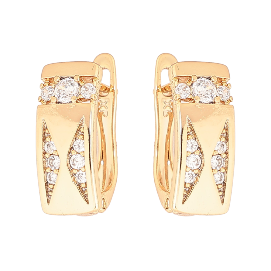 Серьги Xuping Позолота 18K английский замок Узор с кристаллами фото №1