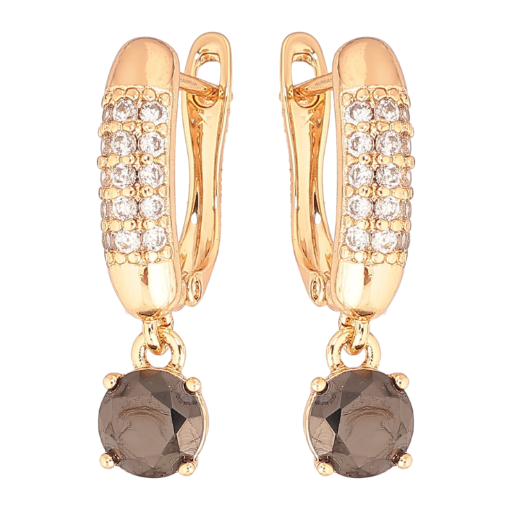 Серьги Xuping Позолота 18K английский замок Подвески с черными кристаллами фото №6