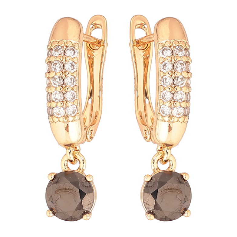 Серьги Xuping Позолота 18K английский замок Подвески с черными кристаллами фото №1