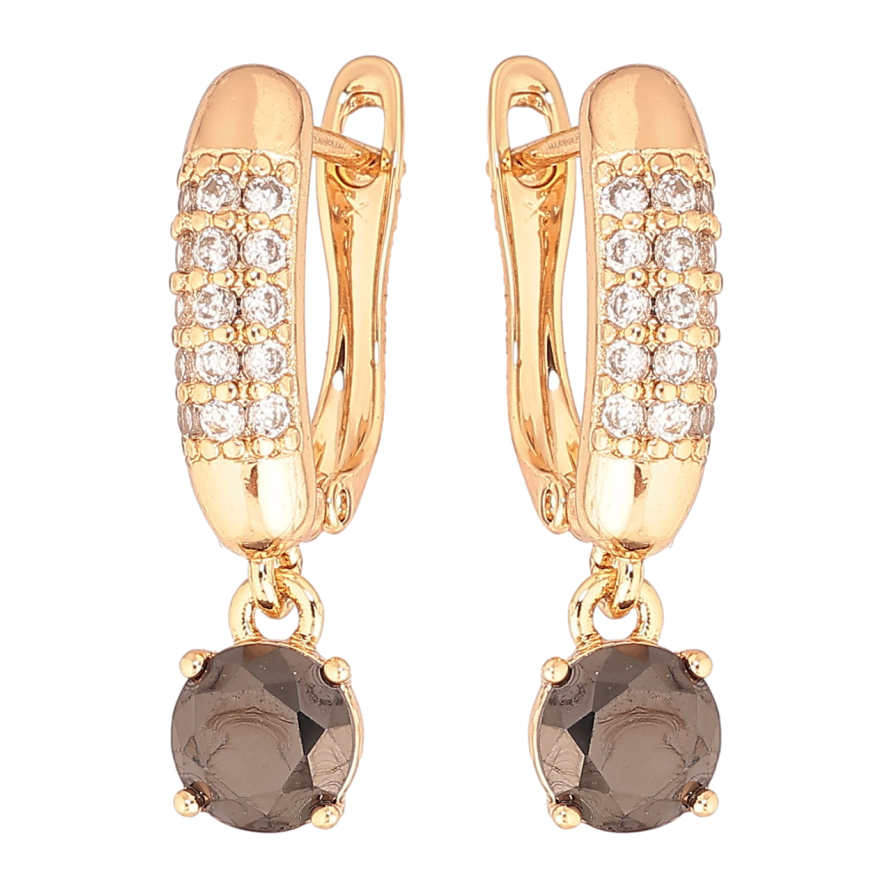 Серьги Xuping Позолота 18K английский замок Подвески с черными кристаллами фото №1