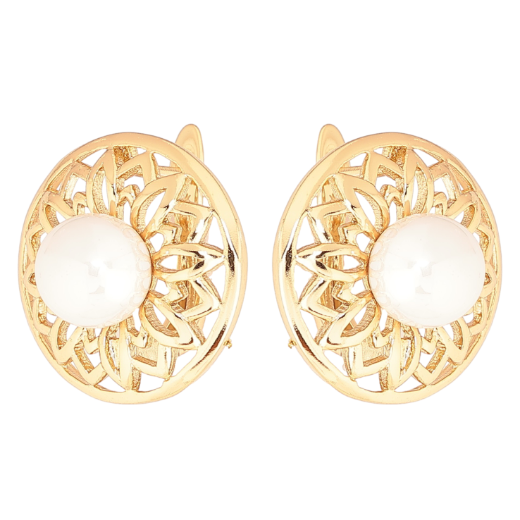 Серьги Xuping Позолота 18K английский замок Цветочный узор с жемчужинами фото №8