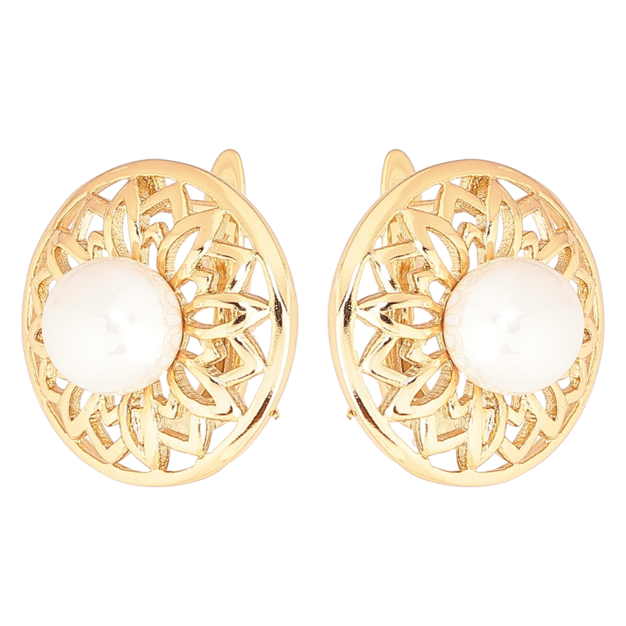 Серьги Xuping Позолота 18K английский замок Цветочный узор с жемчужинами фото №1