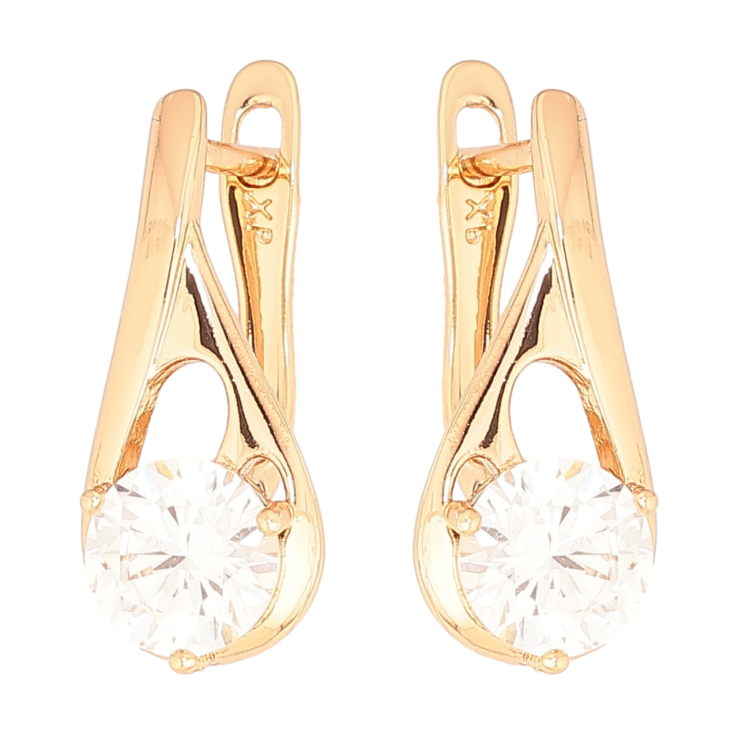 Серьги Xuping Позолота 18K английский замок Узор с кристаллами фото №2