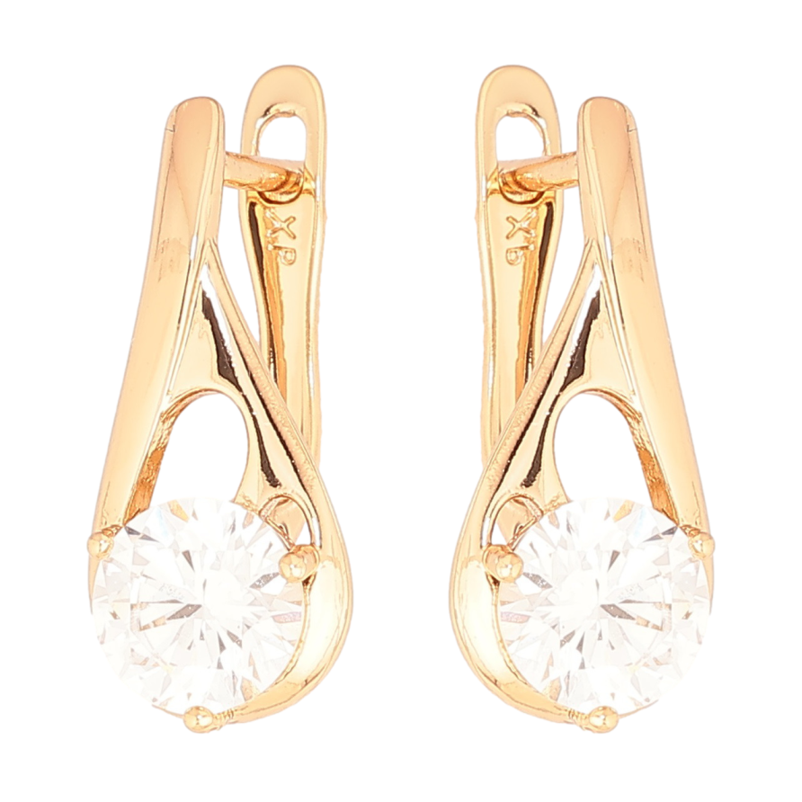 Сережки Xuping Позолота 18K англійський замок Візерунок з кристалами фото №1