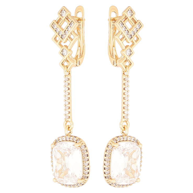 Серьги Xuping Позолота 18K английский замок Кристальные подвески фото №3 Серьги Xuping Позолота 18K английский замок Кристальные подвески фото №3