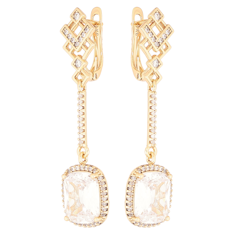 Сережки Xuping Позолота 18K англійський замок Кришталеві підвіски фото №1 Сережки Xuping Позолота 18K англійський замок Кришталеві підвіски фото №1