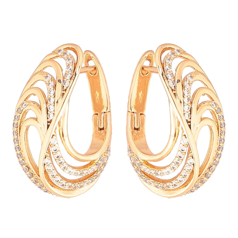 Сережки Xuping Позолота 18K англійський замок Декоративний візерунок з кристалами фото №1