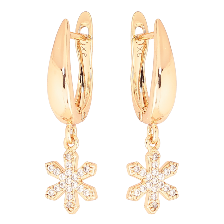 Сережки Xuping Позолота 18K англійський замок Сніжинки фото №1 Сережки Xuping Позолота 18K англійський замок Сніжинки фото №1