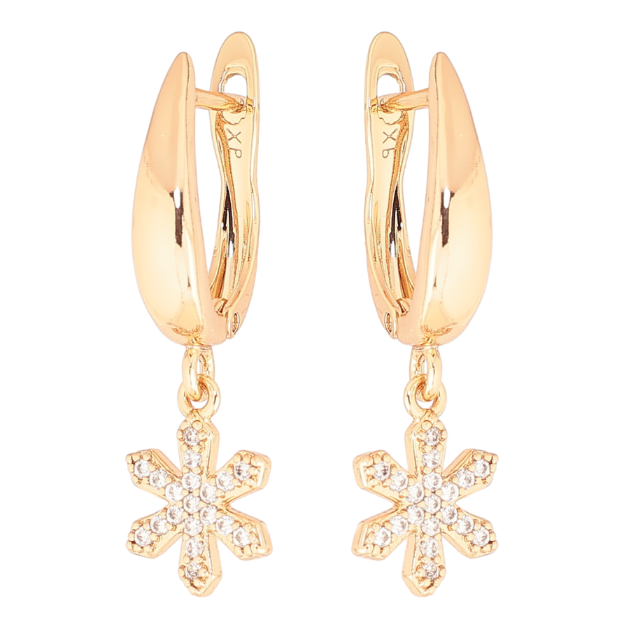 Сережки Xuping Позолота 18K англійський замок Сніжинки фото №1