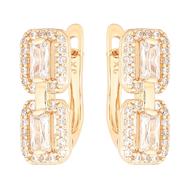 Серьги Xuping Позолота 18K английский замок Узор с кристаллами фото №17