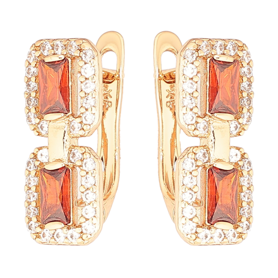 Серьги Xuping Позолота 18K английский замок Узор с красными кристаллами фото №1