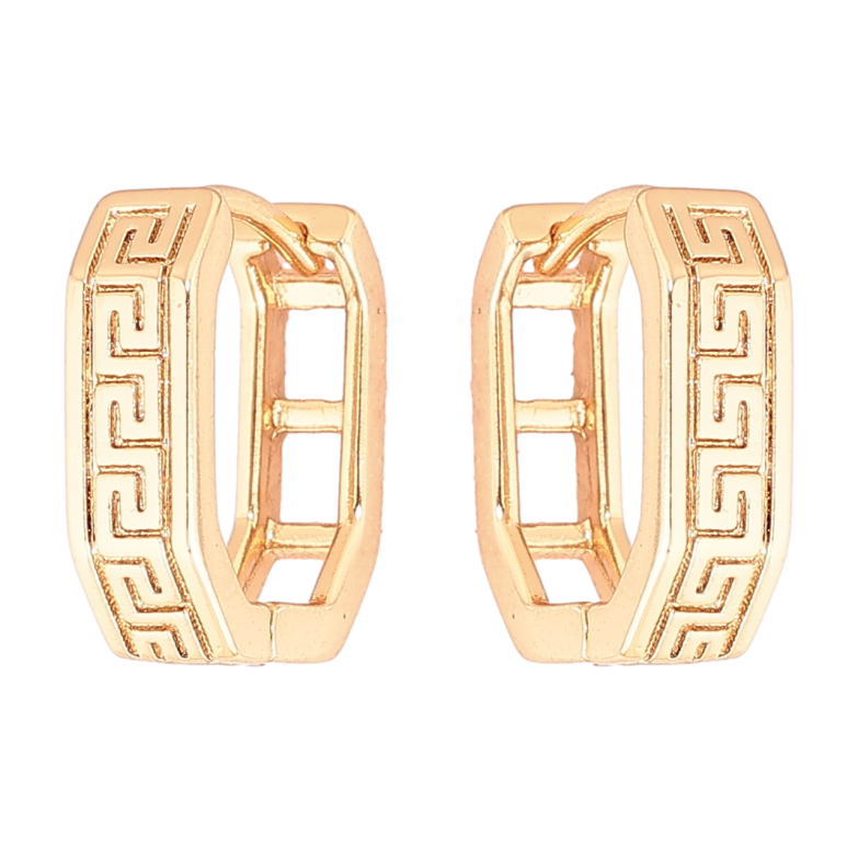 Сережки Xuping Позолота 18K колечка Грецький орнамент фото №1